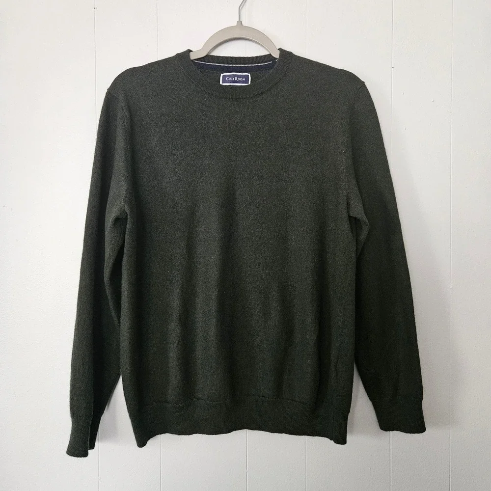 Crewneck Sweater Mens‎ Large Merino Wool Blend Dark Academia